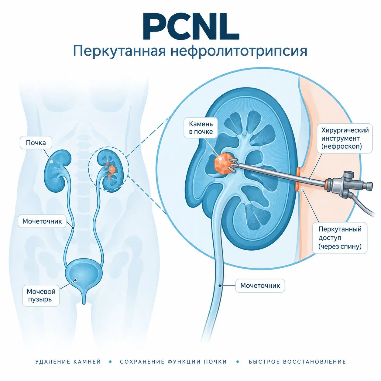 Схема перкутанной нефролитотрипсии — PCNL